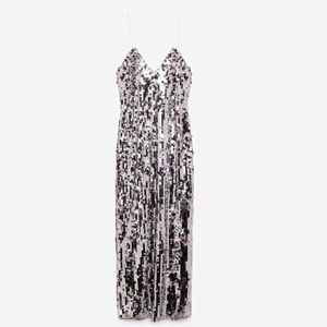 NWT ZARA strap sequin midi dress